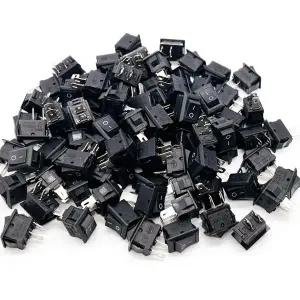 100 Pcs 푸시 버튼 스위치 10x15mm SPST 2Pin 3A 250V KCD1 스냅인 On/Off 보트 로커 스위치 10MM x 15mm