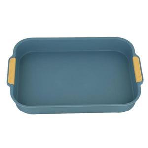 트레이 토끼 쓰레기통  모서리 분리형 디자인  그리드 화이트 파란색 애완동물 훈련용