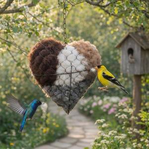 이중 시즌용 호환 야외 새집 천연 알파카/울 섬유로 제작 리필 가능한 새 은신처 스테이션 정원 마당용