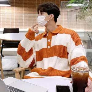 [옷자락]남자 캐주얼 데이트룩 스트라이프 니트