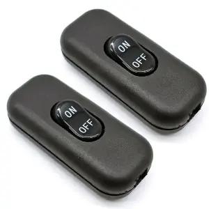 2개 블랙 인라인 코드 스위치 AC 250V 6A 온/오프 램프 제어 기기 스위치 로커 테이블 램프 책상 침대용 LE