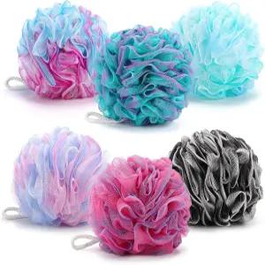 BTYMS XXL 대형 루파 목욕 스펀지 100g/pc 6Pcs 각질 제거 메시 푸프 스크런치 샤워 퍼프 남녀용