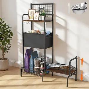 티브레이 고가 개 볼 스탠드 조절 가능한 사육 보관 정리함이 있는 반려동물 급식소 캐비닛 대형 장난감 통