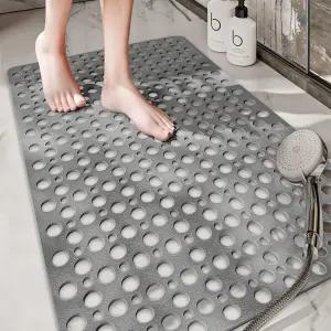 티아모 논 슬립 대형 샤워 매트 35.4 *23.6 내부 외부 TPE 목욕 흡입 컵과 큰 배수구가 있는 엑스트라 욕조
