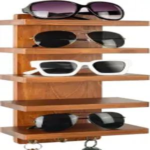 와라타 디자인 선글라스 정리함 벽걸이 5단 우드 안경 및 홀더 랙 현관 거실 또는 소매 쇼케이스를 위한