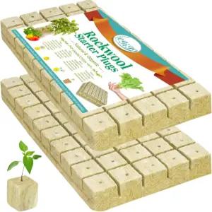 레지고 1인치 로크울 큐브 수경 재배용 씨앗 스타터 플러그 심기 타워 가든 무토 식물 발아 절단 클론 2장