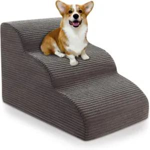 침대 소파와 의자를 위한 곡선형 개 계단 경사로 15.7인치 높이 소형견을 3단계 미끄럼 방지 탈착식 및