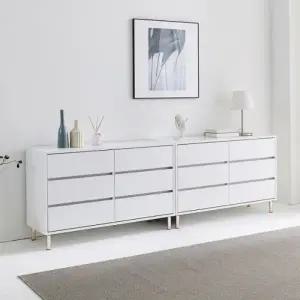 가구산책 화이트 2400 3단 서랍수납장세트 거실장 B3069