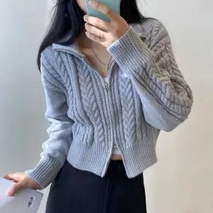 여성 데일리 지퍼 크롭 슬림한 니트 가디건 LK-G013