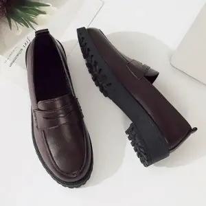 여성 가죽 디자인 낮은굽 2컬러 플랫로퍼 LK-Y688N