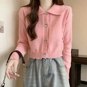 여성 3컬러 빅카라 크롭 디자인 가디건 LK-G018