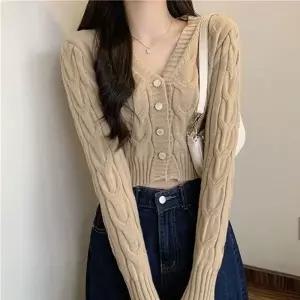 2컬러 데일리 브이넥 꽈배기 니트 가디건 LK-G027