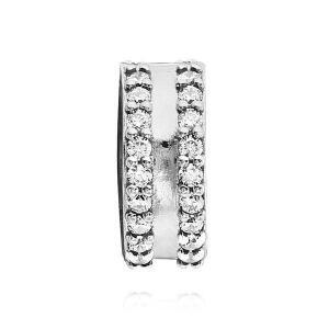 [ PANDORA] 798422C01 더블 라인드 파베 클립 실버 참