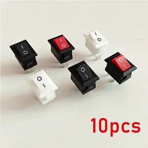 10Pcs 푸시 버튼 스위치 SPST 2Pin 3A 250V KCD11 스냅인 On/Off 로커 스위치 10x15mm