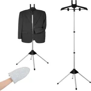 32-63인치 의류용 스티머 랙 및 다림질 장갑 조절 가능한 스탠드 행거 접이식 포함