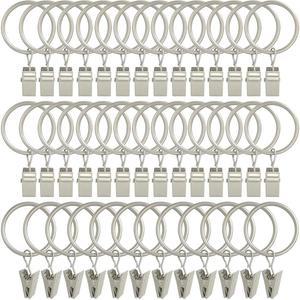 클립이 달린 LLPJS 40 팩 커튼 링, 클립 링 후크, 드레이퍼 드레이프 보우 걸이용 걸이 클립, 내부 직경 1.26인치, 최대 1인치 로드, 매트 실버 장착 가능