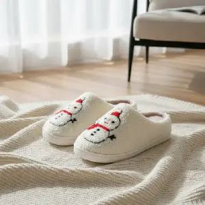 포근한 눈사람 방한 실내화 사무실 털슬리퍼 겨울 거실용 수면화_24923495