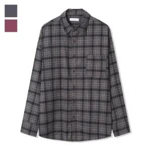 남자 메이트 스판 긴팔 체크 셔츠 남방 AC-SHA-Q041-그레이