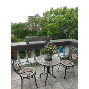 발코니테이블 베란다 야외용 탁자 세트 카페 가구 원형 테이블 야외 정원