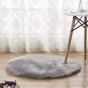 [에이치플러스몰]TBZ 포근한 감성 인테리어 원형 장모러그 그레이 신혼