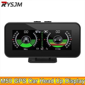 AD M50 HUD 슬로프 미터 디지털 디스플레이 틸트 롤 피치 각도 경사계 오프로드 GPS 스마트 자동 지능형