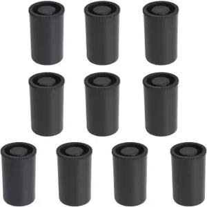 10피스 필름 용기 플라스틱 홀더 빈 카메라 릴 보관 뚜껑이 있는 케이스 검은색