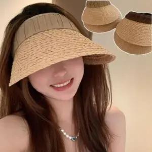주름 밴드 밀짚 썬캡 모자 왕골 자외선 차단 햇빛 여