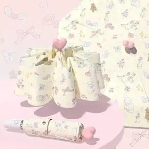 큐티 하트 3단 자동우산 UV 자외선차단 튼튼한 암막 우산 겸 양산 휴대용 경량 우양산