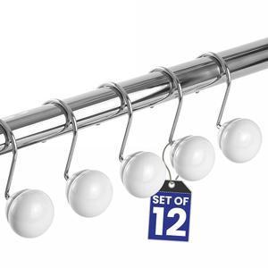 크리에이티브 향 화이트 샤워 커튼 후크 - 욕실 샤워봉용 매끄러운 글라이딩 링 12개 세트 장식용 장식 액세서리