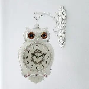 데일리데코 스마트 부엉이 양면시계 화이트