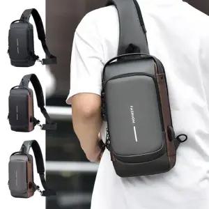 남성 비밀번호 잠금 USB 크로스백 토트백 레져 가방 남자캔버스백 슬링크로스백