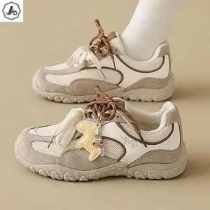 [애슬릿] 키높이 운동화 가죽 더블 끈 참 장식 굽높은 단화 4.5cm