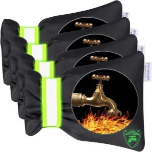 겨울용 야외 수도꼭지 커버 - 4팩 프로 6.7인치 W x 8.3인치 H 양말 동파 방지 파이프 단열재 재사용 방수