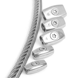 더블 홀 와이어 로프 그립 케이블 클램프 스레드 심플렉스 아연 합금 실버 클립 응용 도구 2mm 1PC