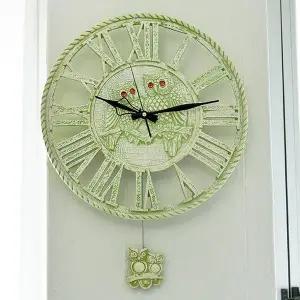 [하프클럽/셀러허브]데일리데코 피넛 원형 부엉이 추 벽시계