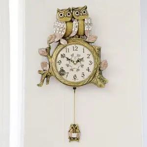 [하프클럽/셀러허브]데일리데코 포나 쌍둥이 부엉이 추 벽시계