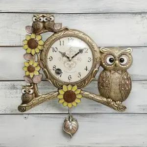 [하프클럽/셀러허브]데일리데코 제또 엔틱 부엉이 무소음 추 벽시계