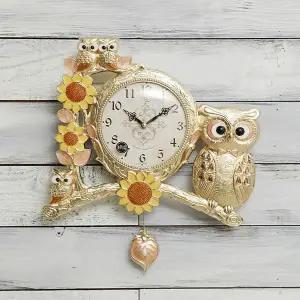 [하프클럽/셀러허브]데일리데코 제또 로얄 부엉이 무소음 추 벽시계