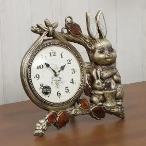 [하프클럽/셀러허브]데일리데코 토끼 엔틱 무소음 탁상시계
