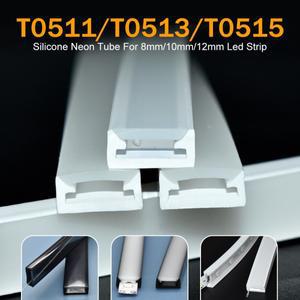 LED 실리콘 네온 튜브 T0511 유연한 보호 커버 8-12mm WS2812 스트립 용 투명 매트 블랙 밀키