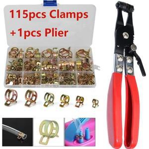 75/115PCS 자동차 및 트럭 스프링 클립 연료 오일 워터 호스 파이프 튜브 클램프 패스너 1PC 플라이어 세트