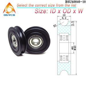 2pcs Delrin POM 8x40x10mm U 형 그루브 베어링 휠 BSU60840-10 8mm 보어 40mm 직경 나일론 트랙 가이드 롤