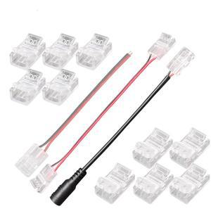 2핀 8mm 10mm LED 스트립 커넥터 스트립-스트립 전원 와이어 점퍼 5050 2835 SMD COB 테이프 램프 용 터미