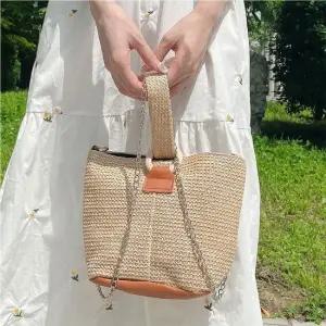 체인 라탄 바구니 크로스 여름 미니 토트 백 가방 바스켓백 바구니가방 피크닉가방