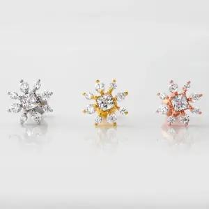 써지컬 핀 큐빅 피어싱 눈꽃송이 3종 택1 써지컬 피어싱 써지컬피어싱 큐빅귀걸이