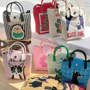 BR992 똑딱이 니트 토트 크로스백 여자 손가방 미니백