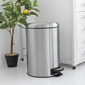 [생활] 페달 휴지통 무소음 밀폐형 스텐 스테인리스 원형 주방