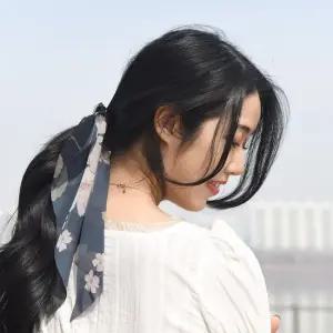 페미닌 플라워 쉬폰 롱 시스루 곱창 머리끈 3Colors 레이스곱창 롱머리끈 리본머리끈