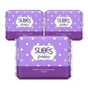 슈베스 프라이데이 울트라슬림 생리대 대형 12P x3팩