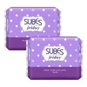 슈베스 프라이데이 울트라슬림 생리대 대형 12P x2팩